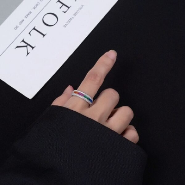Baguette Rainbow Cubic Zirconia Ring