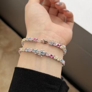 Baguette Rainbow Cubic Zirconia Tennis Bracelet