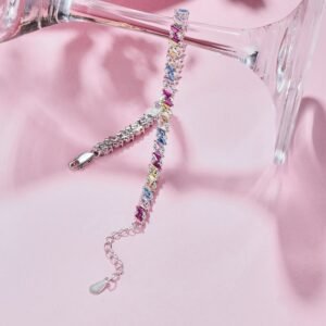 Baguette Rainbow Cubic Zirconia Tennis Bracelet