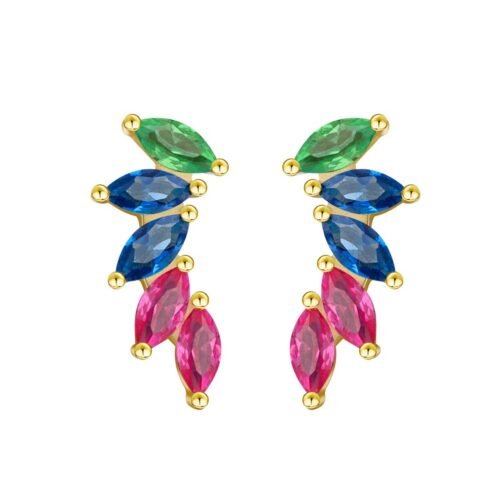 Branch Rainbow Cubic Zirconia Drop Earrings