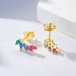 Branch Rainbow Cubic Zirconia Drop Earrings