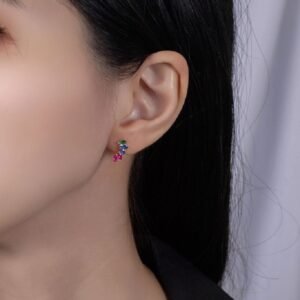 Branch Rainbow Cubic Zirconia Drop Earrings