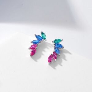 Branch Rainbow Cubic Zirconia Drop Earrings