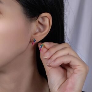 Branch Rainbow Cubic Zirconia Drop Earrings