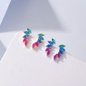 Branch Rainbow Cubic Zirconia Drop Earrings