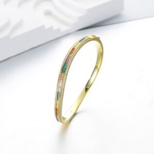 Channel Set Princess Cut Rainbow Cubic Zirconia Bracelet