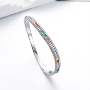 Channel Set Princess Cut Rainbow Cubic Zirconia Bracelet