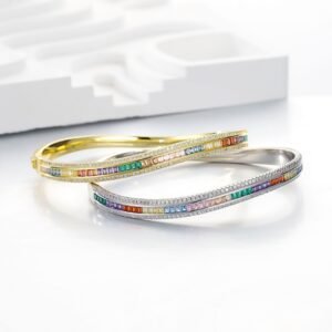 Channel Set Princess Cut Rainbow Cubic Zirconia Bracelet