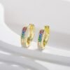 Channel Set Rainbow Cubic Zirconia Hoop Earrings