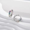 Channel Set Rainbow Cubic Zirconia Hoop Earrings