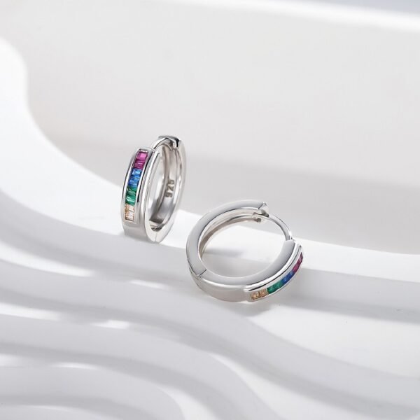 Channel Set Rainbow Cubic Zirconia Hoop Earrings