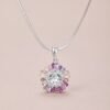 Classic Rainbow Cubic Zirconia Halo Necklace