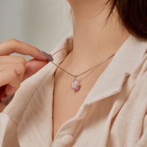 Classic Rainbow Cubic Zirconia Halo Necklace