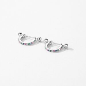 Classic Round Rainbow Cubic Zirconia Hoop Earrings