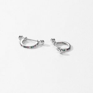 Classic Round Rainbow Cubic Zirconia Hoop Earrings