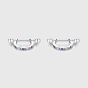 Classic Round Rainbow Cubic Zirconia Hoop Earrings