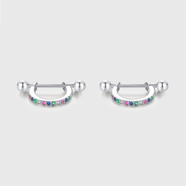 Classic Round Rainbow Cubic Zirconia Hoop Earrings