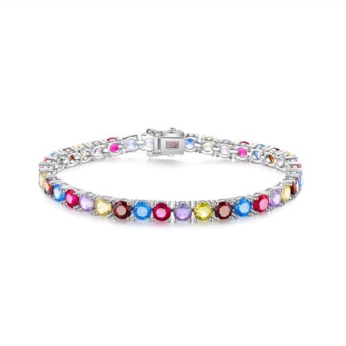 Classic Round Rainbow Cubic Zirconia Tennis Bracelet