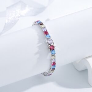 Classic Round Rainbow Cubic Zirconia Tennis Bracelet