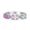 Cluster Emerald Cut Rainbow Cubic Zirconia Ring