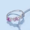 Cluster Emerald Cut Rainbow Cubic Zirconia Ring
