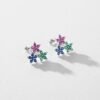 Cluster Flower Rainbow Cubic Zirconia Earrings