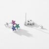 Cluster Flower Rainbow Cubic Zirconia Earrings