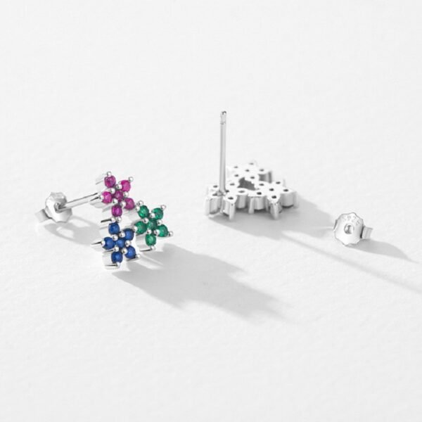 Cluster Flower Rainbow Cubic Zirconia Earrings