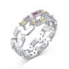 Cluster Rainbow Cubic Zirconia Hollow Out Ring