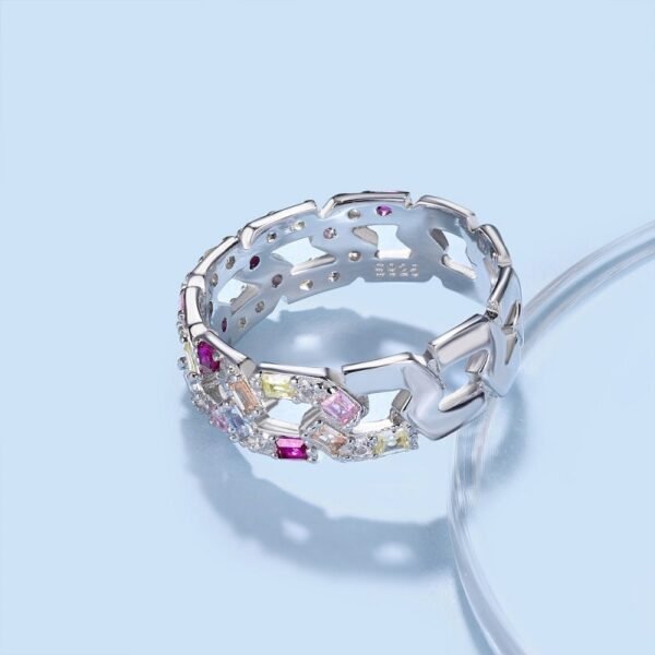Cluster Rainbow Cubic Zirconia Hollow Out Ring