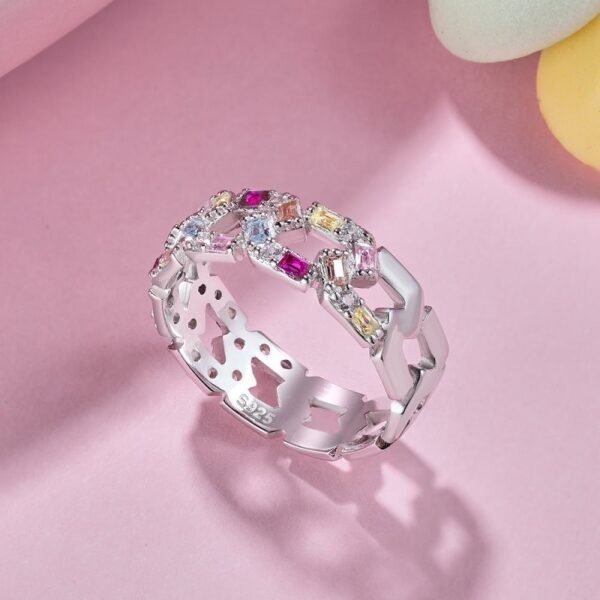 Cluster Rainbow Cubic Zirconia Hollow Out Ring