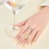 Cluster Rainbow Cubic Zirconia Hollow Out Ring