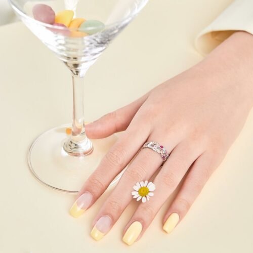 Cluster Rainbow Cubic Zirconia Hollow Out Ring