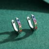 Compact Round Rainbow Cubic Zirconia Hoop Earrings