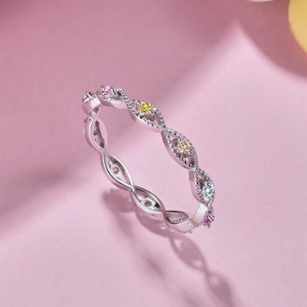 Cross Bead Hollow Rainbow Cubic Zirconia Band