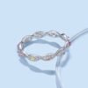 Cross Bead Hollow Rainbow Cubic Zirconia Band