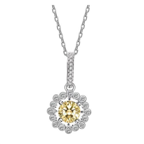 Cubic Zirconia Flower Shaped S925 Necklace