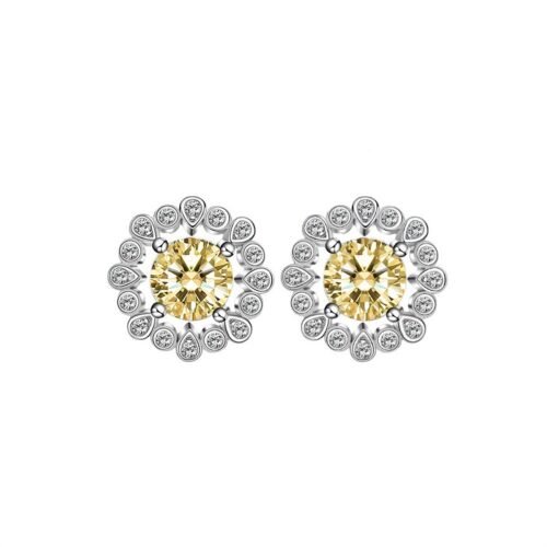 Cubic Zirconia Flower Shaped S925 Stud Earrings