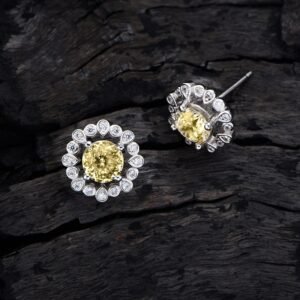 Cubic Zirconia Flower Shaped S925 Stud Earrings