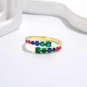 Cute Round Rainbow Cubic Zirconia Band