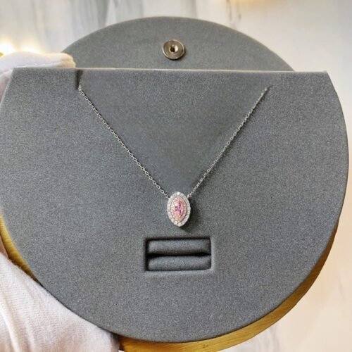 Double Halo Marquise Pink Cubic Zirconia S925 Necklace