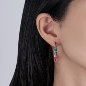 Elegance Round Rainbow Cubic Zirconia Drop Earrings