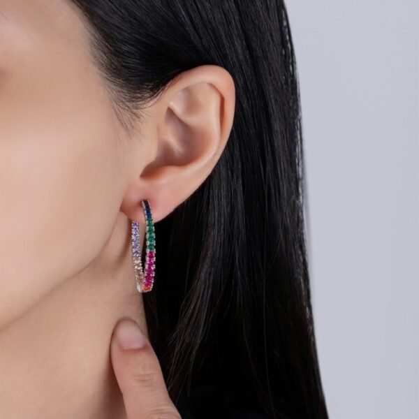 Elegance Round Rainbow Cubic Zirconia Drop Earrings