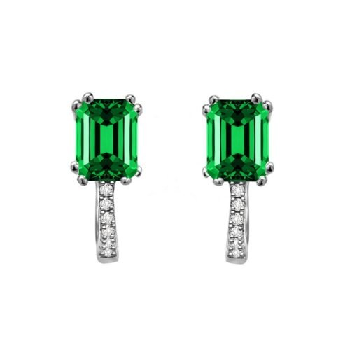 Emerald Cut Green CZ S925 U-shaped Hoop Earrings