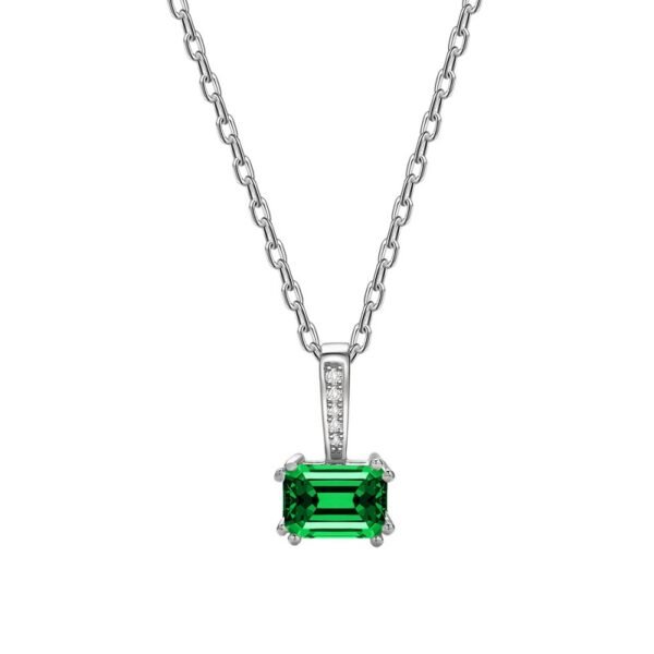 Emerald Cut Green Cubic Zirconia S925 Necklace