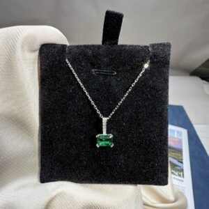 Emerald Cut Green Cubic Zirconia S925 Necklace