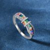Emerald Cut Rainbow Cubic Zirconia Butterfly Ring