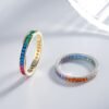 Emerald Cut Rainbow Cubic Zirconia Channel Set Ring