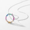 Emerald Cut Rainbow Cubic Zirconia Circle Necklace