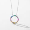 Emerald Cut Rainbow Cubic Zirconia Circle Necklace